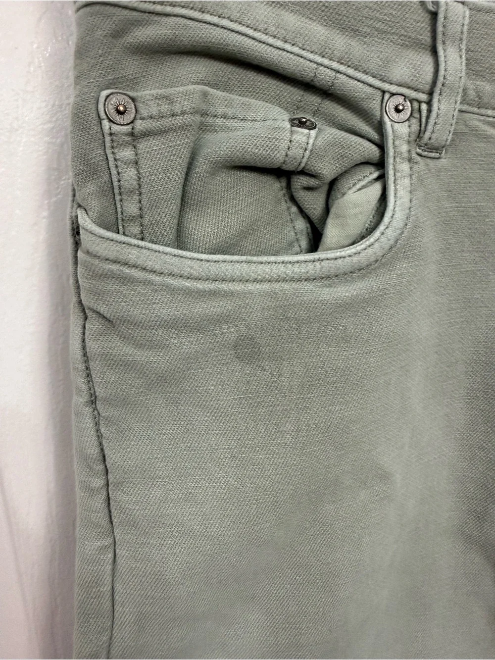 Men’s Faherty Stretch Terry 5 Pocket Green Pants Size 31x28